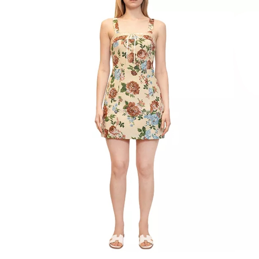 Dylan Ryan Floral-Print Lace-Up A-Line Dress